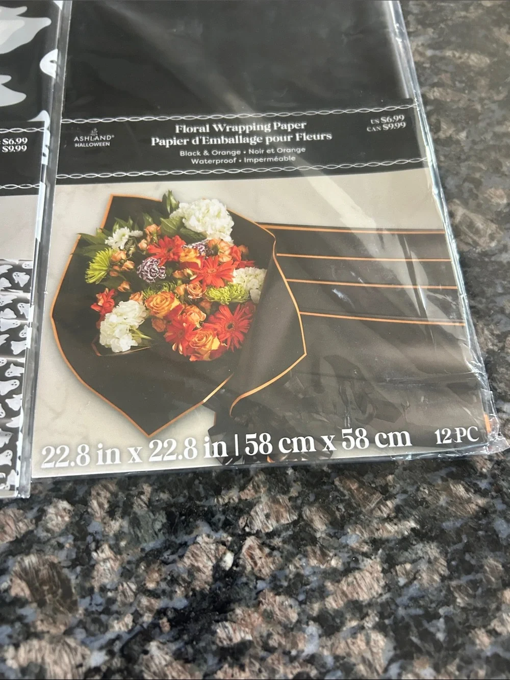 ASHLAND HALLOWEEN ASSORTED  FLORAL WRAPPING PAPER LOT OF 3 NWT